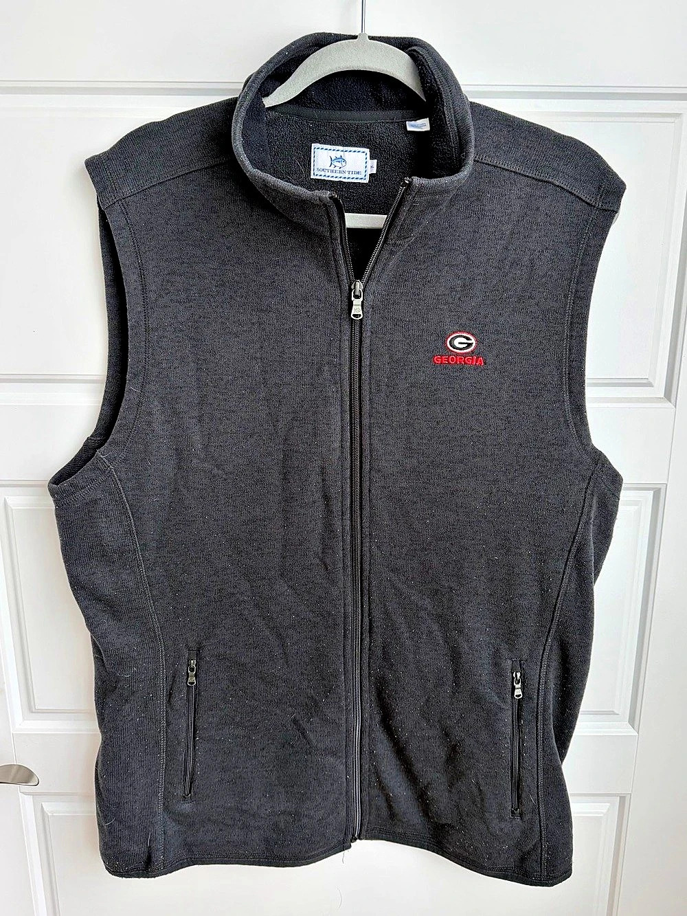 Southern Tide University of Georgia Bulldogs Fleece Vest Gray XL
